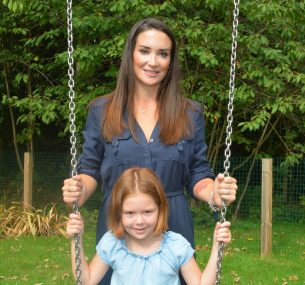 abbie and bella on swing