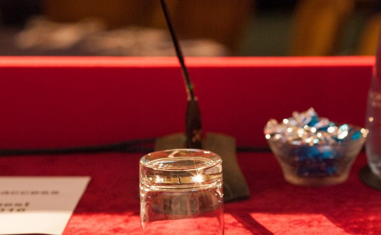 A conference desk before starting