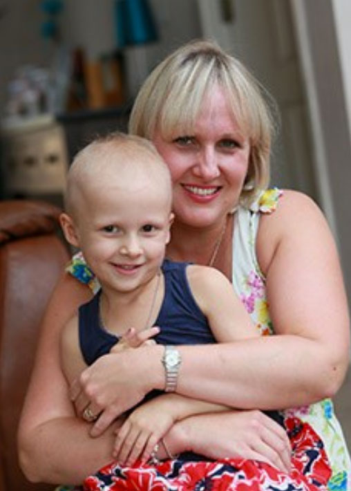 Jane with her daughter, Alice, who was diagnosed with a kidney cancer, Wilms' tumour