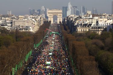 Ariel shot of the Paris Marathon