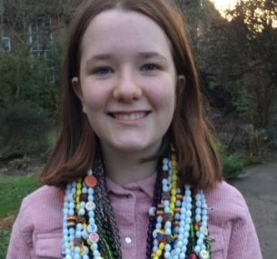 Maisie with her beads of courage in Jan 2021