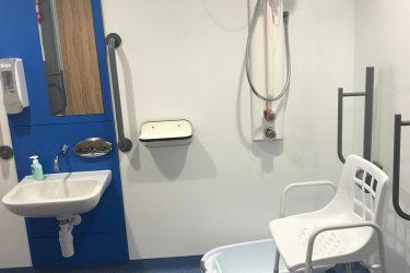 An accessible bathroom at the Paul O'Gorman Centre at Birmingham Children's Hospital