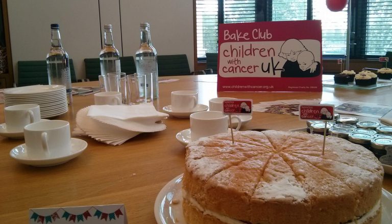 A bake club table with Victoria sponge