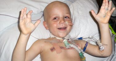Blake looking happy during treatment