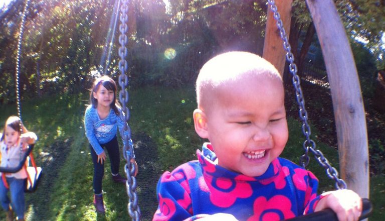 Vega enjoys going on some swings