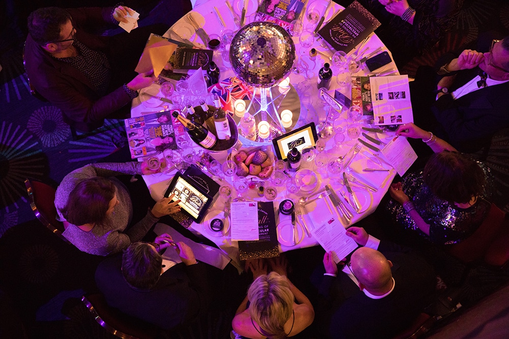 View from above of table setting