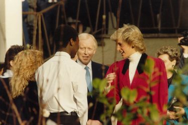 Princess Diana talking to children