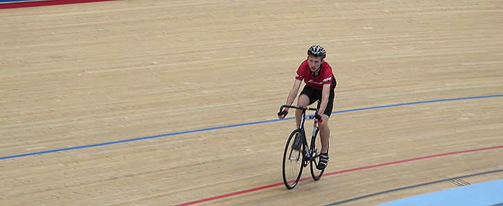Cyclist on a velodrome