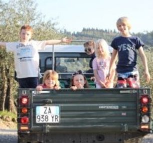 a truck and kids