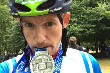 man taking part in the Ride London for charity