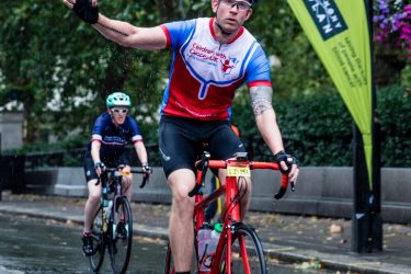 cyclist taking part in the Ride London for charity