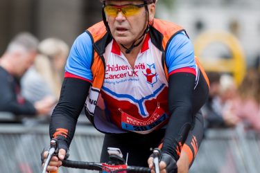 Man taking part in the Ride London charity ride