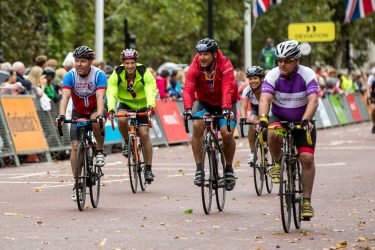 cyclists taking part in the Ride London for charity