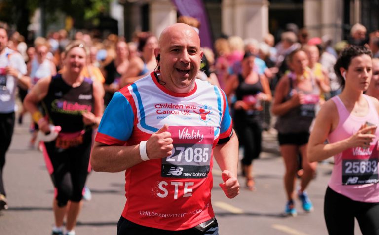 A man taking part in the London 10,000 Vitality Run