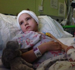 Matilda in hospital after surgery
