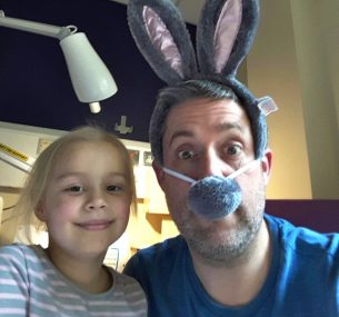 Suki and dad at Easter in hospital