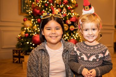 Two little girls with cancer at the Christmas party