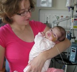 mum holding small baby in hosptial Kay and baby Isabel