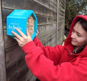 Girl with bee home