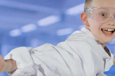 Little boy dressed as a scientist