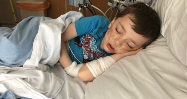 Thomas sleeping in hospital