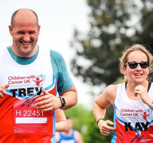 Man and woman running a half marathon for charity Kay and Trev 1