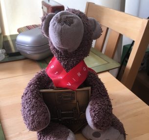 Teddy with the London Marathon medal