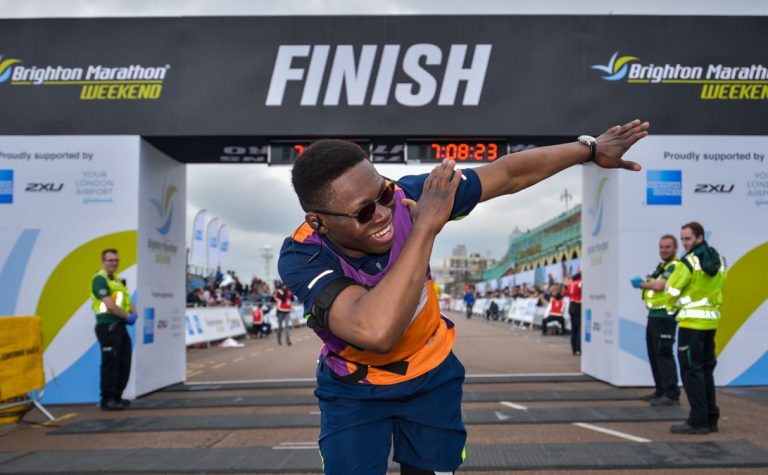 Brighton runner at finish line