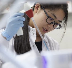 A scientist working in the lab