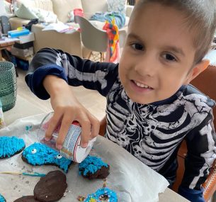 Blue Halloween monster cookies