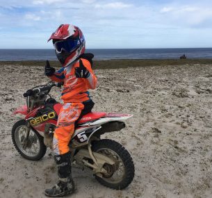 Harry now aged 8 years riding his Motorbike