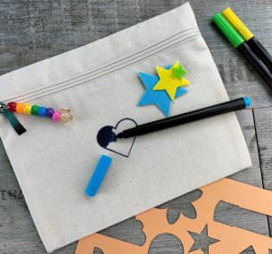 pencil case pens and stencil for back to school craft kit min