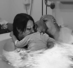 Jacob and parents in hospice pool