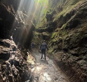 Zach walking up path