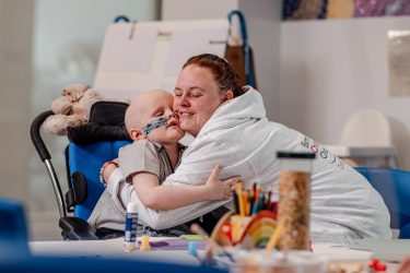 Jack and mum hugging