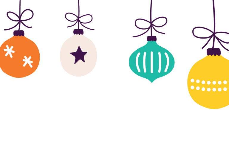 Christmas baubles purple string