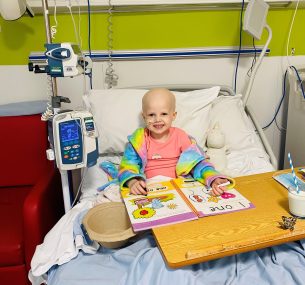 Matilda in hospital bed during treatment