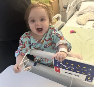 Nancy waiting for her second surgery