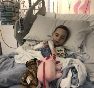Barney in hospital after surgery