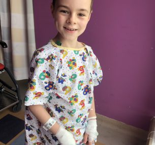 Barney walking for first time after surgery